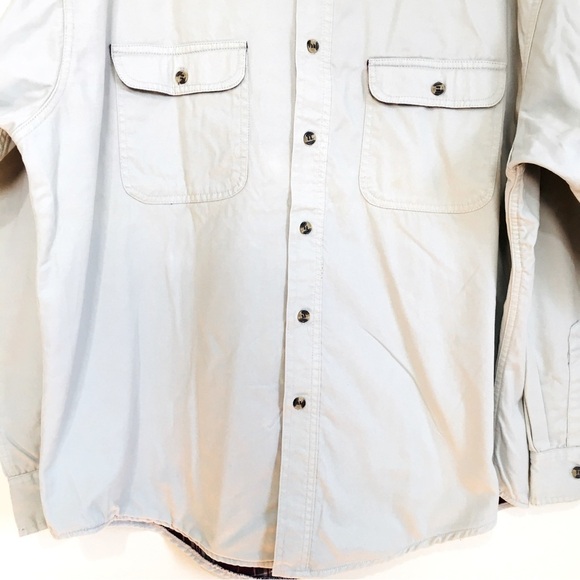 J. G. Hook Men's beige button up long sleeve cotton shirt jacket - Picture 4 of 15